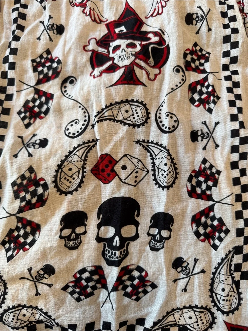 True Love Skull Tattoo Flash Cotton Scarf Rockabilly Biker White Red Black OS